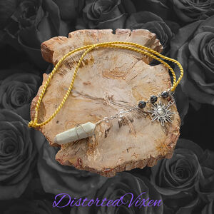 Amazonite Sun Necklace on Gold Cord | Calming Crystal Pendant | Celestial Witch